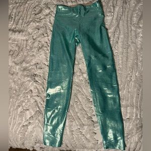 Teal metallic Heroine Sport leggings
